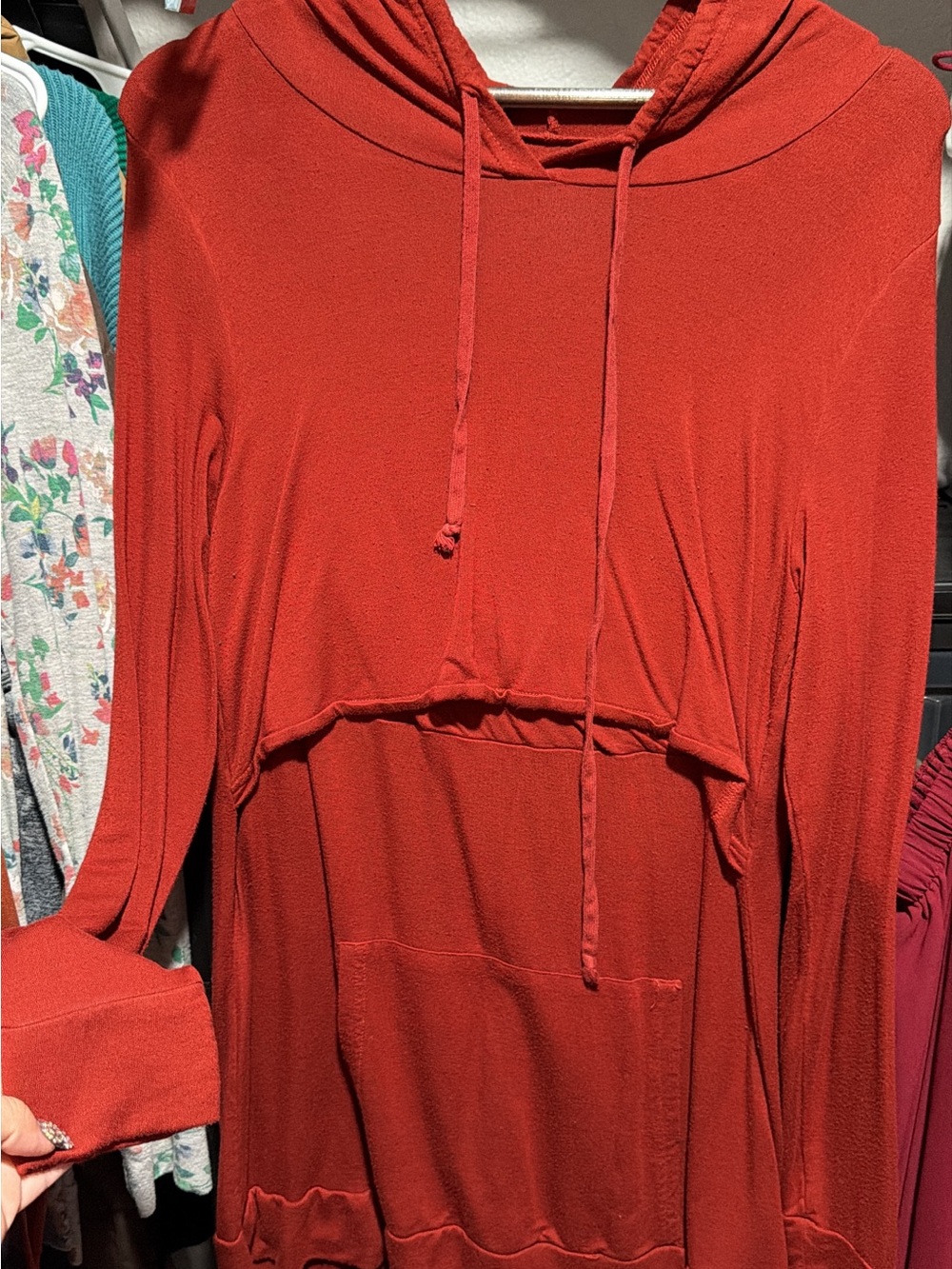 Latched Mama Red Long-Sleeve Hooded Pullover